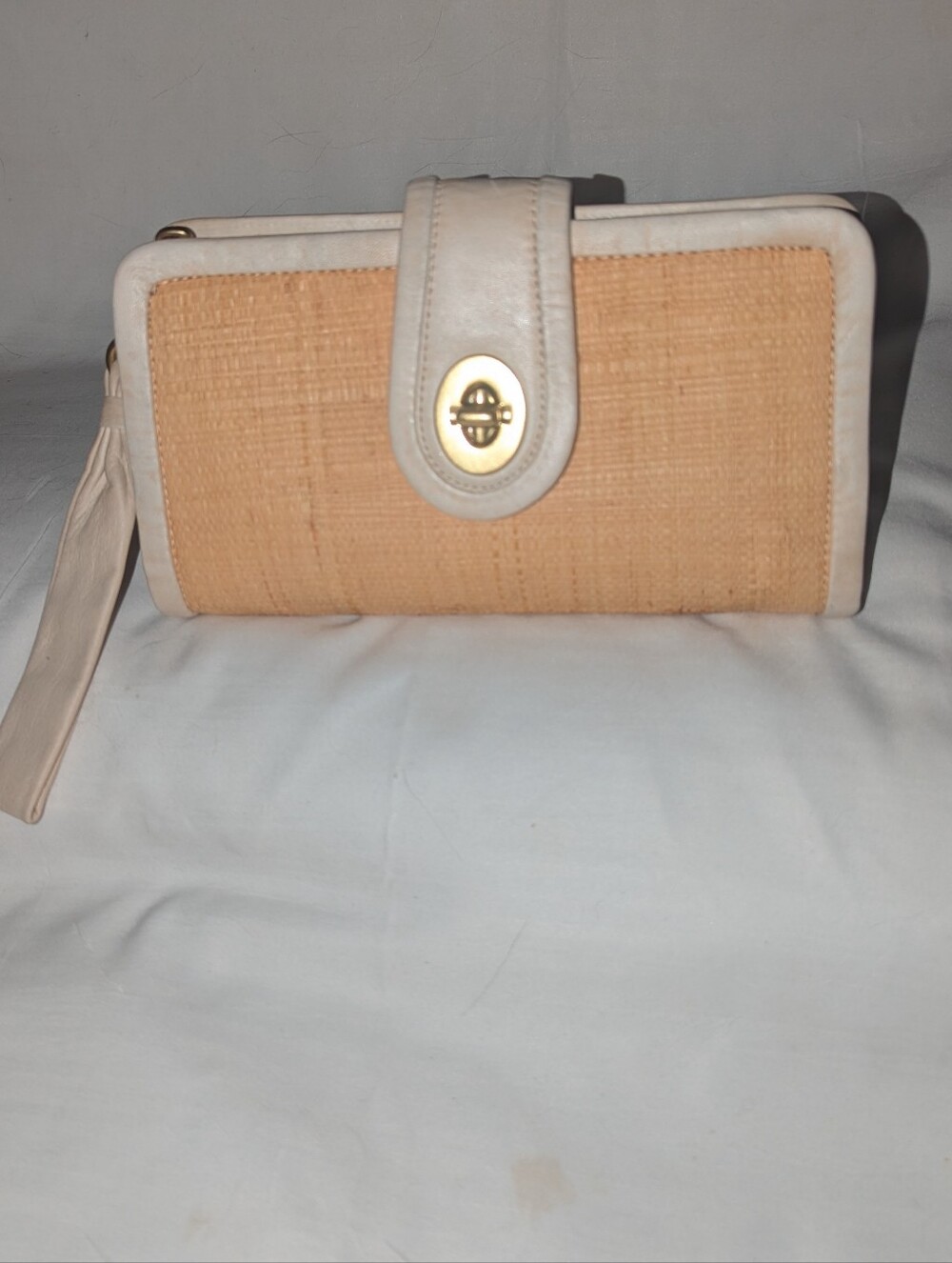 Coach Parker Y2K Turnlock Straw Wristlet Clutch.42474